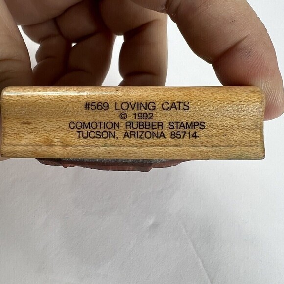 1992 Vintage Rubber Stamp: Comotion Loving Cats Holding Tails #569 Animal - Picture 5 of 7